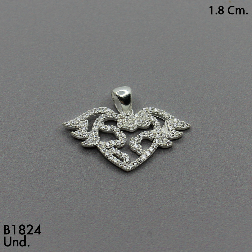 CDJ0106  DIJE  CORAZON  CON ALAS  EN PLATA LEY 925