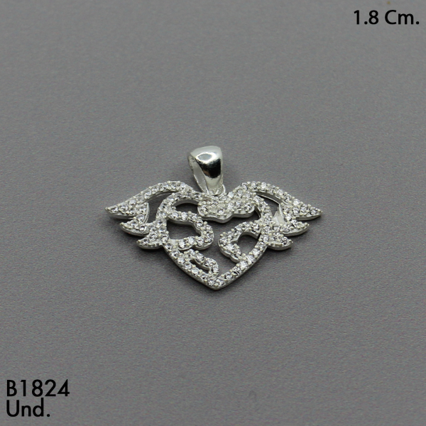 CDJ0106  DIJE  CORAZON  CON ALAS  EN PLATA LEY 925