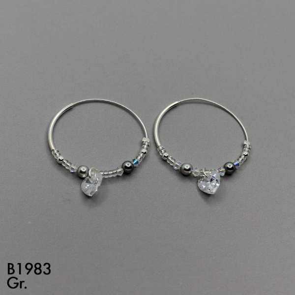 T11N044 CANDONGA BALINES CIRCON CORAZON  EN PLATA LEY 925