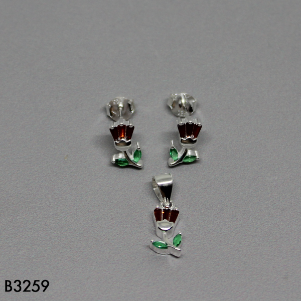 T1N339 JUEGO ROSA  EN PLATA LEY 925